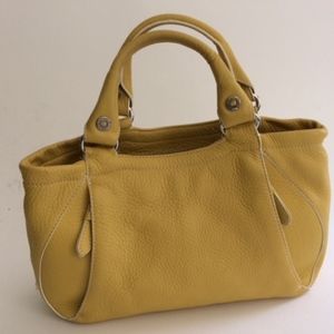 COLE HAAN - Pale Yellow Leather Satchel Handbag